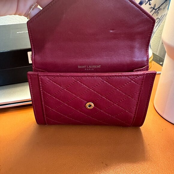 YSL Red Small Gaby Quilted Leather Envelope Wallet with Tags, Box, and Dust Bag - Picture 4 of 8
